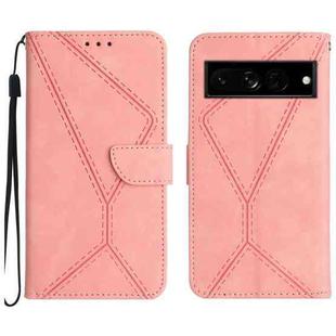 For Google Pixel 7 Pro Stitching Embossed Leather Phone Case(Pink)