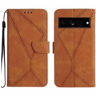 For Google Pixel 7 Pro Stitching Embossed Leather Phone Case(Brown)