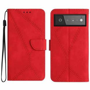 For Google Pixel 6 Stitching Embossed Leather Phone Case(Red)