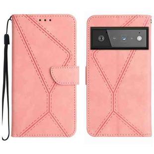 For Google Pixel 6 Pro Stitching Embossed Leather Phone Case(Pink)
