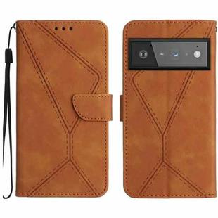 For Google Pixel 6 Pro Stitching Embossed Leather Phone Case(Brown)