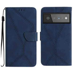 For Google Pixel 6 Pro Stitching Embossed Leather Phone Case(Blue)