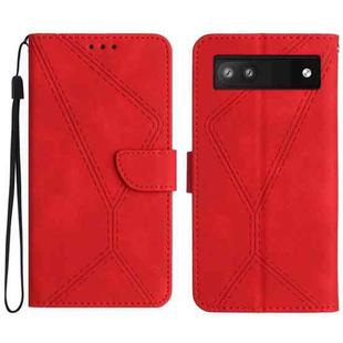 For Google Pixel 6a Stitching Embossed Leather Phone Case(Red)