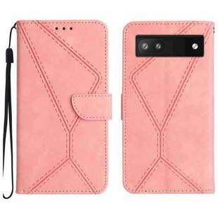 For Google Pixel 6a Stitching Embossed Leather Phone Case(Pink)