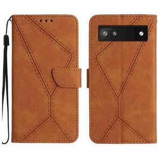 For Google Pixel 6a Stitching Embossed Leather Phone Case(Brown)