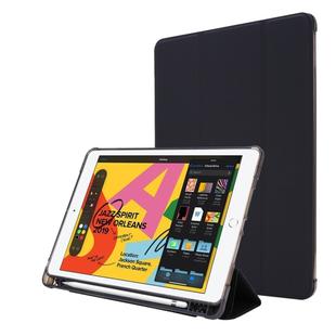 For iPad 10.2 2021 / 2020 / 2019 Airbag Horizontal Flip Leather Case with Three-fold Holder & Pen Holder(Black)