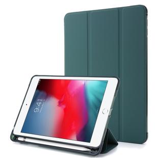 For iPad Mini (2019) Airbag Horizontal Flip Leather Case with Three-fold Holder & Pen Holder(Dark Green)