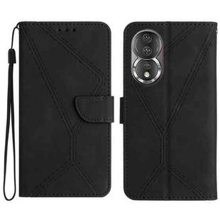 For Honor 80 Stitching Embossed Leather Phone Case(Black)