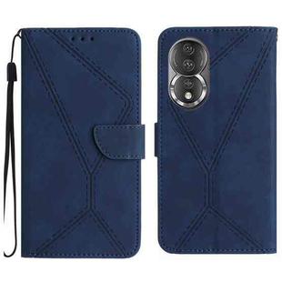 For Honor 80 Stitching Embossed Leather Phone Case(Blue)