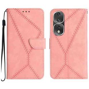 For Honor 80 Pro Stitching Embossed Leather Phone Case(Pink)