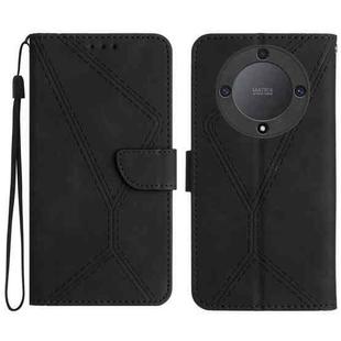 For Honor X9a 5G /Magic5 Lite Stitching Embossed Leather Phone Case(Black)