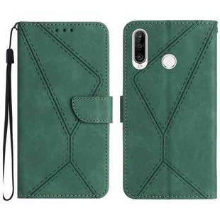 For Huawei P30 Lite/nova 4e Stitching Embossed Leather Phone Case(Green)