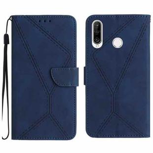 For Huawei P30 Lite/nova 4e Stitching Embossed Leather Phone Case(Blue)