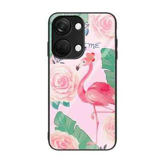 For OnePlus Ace 2V Colorful Painted Glass Phone Case(Flamingo)