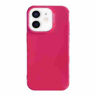 For iPhone 12 Shockproof Solid Color TPU Phone Case(Rose Red)