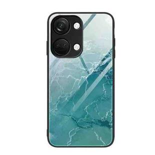 For OnePlus Ace 2V Marble Pattern Glass Protective Phone Case(Green Ocean)