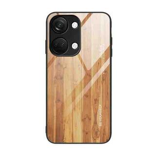 For OnePlus Ace 2V Wood Grain Glass Phone Case(Yellow)