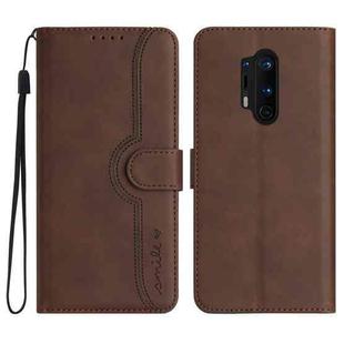 For OnePlus 8 Pro Heart Pattern Skin Feel Leather Phone Case(Brown)