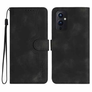 For OnePlus 9 Heart Pattern Skin Feel Leather Phone Case(Black)