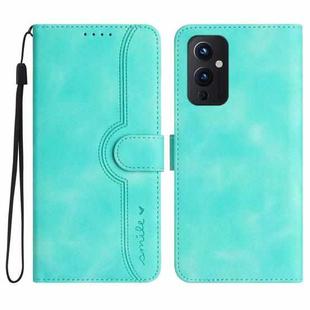 For OnePlus 9 Heart Pattern Skin Feel Leather Phone Case(Light Blue)