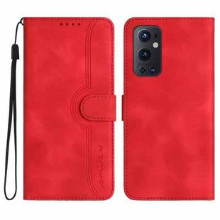 For OnePlus 9 Pro Heart Pattern Skin Feel Leather Phone Case(Red)