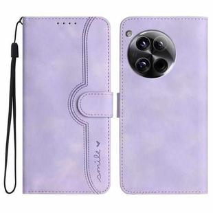 For OnePlus 12 Heart Pattern Skin Feel Leather Phone Case(Purple)