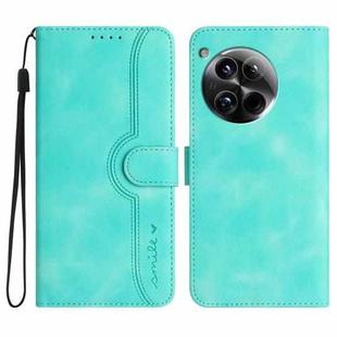 For OnePlus 12 Heart Pattern Skin Feel Leather Phone Case(Light Blue)