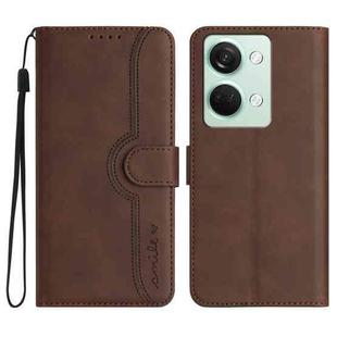 For OnePlus Ace 2V Heart Pattern Skin Feel Leather Phone Case(Brown)