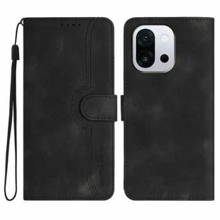 For OnePlus 13T Heart Pattern Skin Feel Leather Phone Case(Black)
