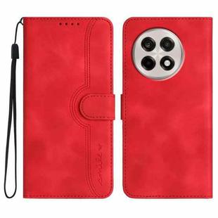 For OnePlus Ace 5 / 13R Global Heart Pattern Skin Feel Leather Phone Case(Red)