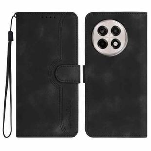 For OnePlus Ace 5 / 13R Global Heart Pattern Skin Feel Leather Phone Case(Black)