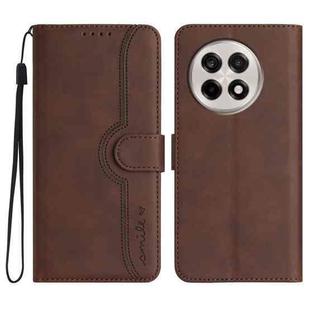For OnePlus Ace 5 / 13R Global Heart Pattern Skin Feel Leather Phone Case(Brown)