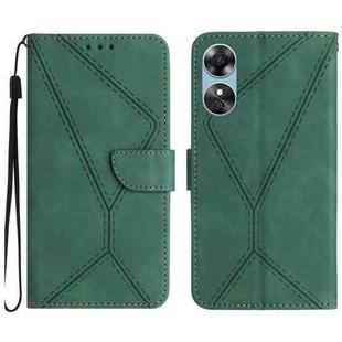 For OPPO A17 / A17K Stitching Embossed Leather Phone Case(Green)