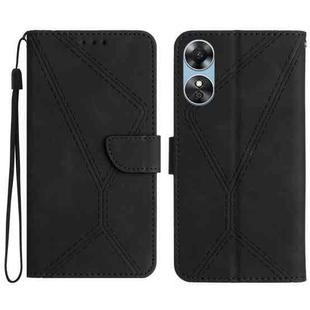 For OPPO A17 / A17K Stitching Embossed Leather Phone Case(Black)