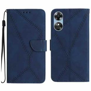 For OPPO A17 / A17K Stitching Embossed Leather Phone Case(Blue)