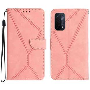 For OPPO A54 5G / A74 5G Stitching Embossed Leather Phone Case(Pink)