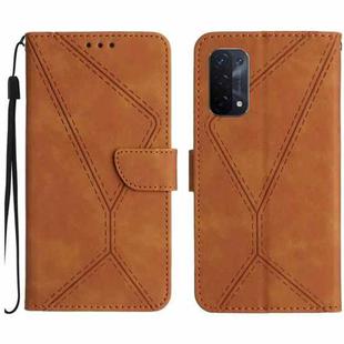 For OPPO A54 5G / A74 5G Stitching Embossed Leather Phone Case(Brown)