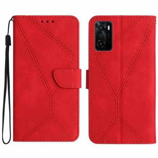 For OPPO A55s JP Stitching Embossed Leather Phone Case(Red)