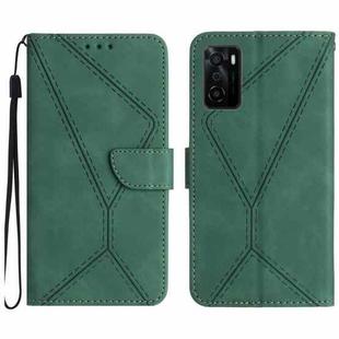 For OPPO A55s JP Stitching Embossed Leather Phone Case(Green)