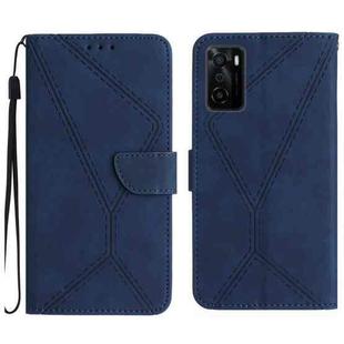 For OPPO A55s JP Stitching Embossed Leather Phone Case(Blue)