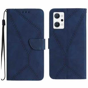 For OPPO Reno7 A JP Stitching Embossed Leather Phone Case(Blue)