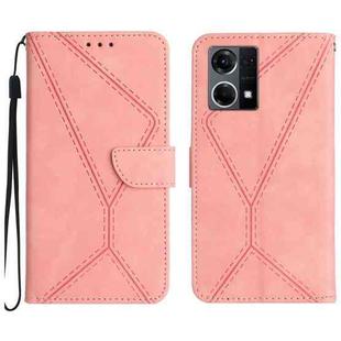 For OPPO Reno8 4G / Reno7 4G Stitching Embossed Leather Phone Case(Pink)