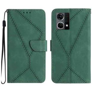 For OPPO Reno8 4G / Reno7 4G Stitching Embossed Leather Phone Case(Green)