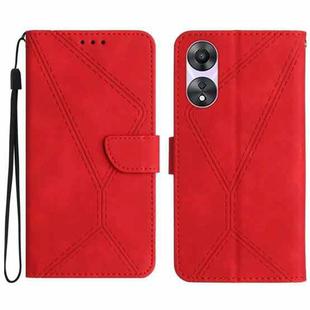 For OPPO Reno8 T 4G Stitching Embossed Leather Phone Case(Red)