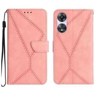 For OPPO Reno8 T 4G Stitching Embossed Leather Phone Case(Pink)