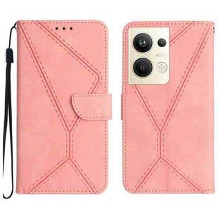 For OPPO Reno9 Pro+ Stitching Embossed Leather Phone Case(Pink)