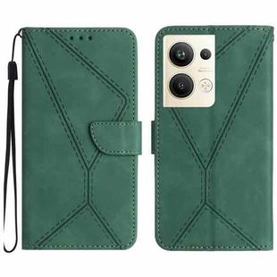 For OPPO Reno9 Pro+ Stitching Embossed Leather Phone Case(Green)