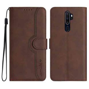 For OPPO A9 2020/A5 2020 Heart Pattern Skin Feel Leather Phone Case(Brown)