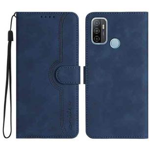 For OPPO A53s/A32/A53 Heart Pattern Skin Feel Leather Phone Case(Royal Blue)