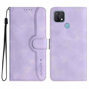 For OPPO A15 / A15s Heart Pattern Skin Feel Leather Phone Case(Purple)
